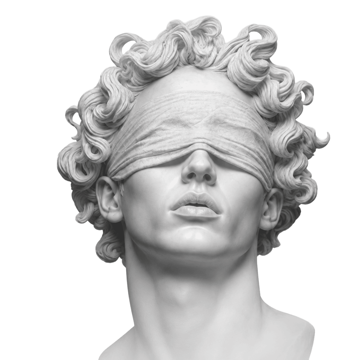 Escultura classica com venda nos olhos